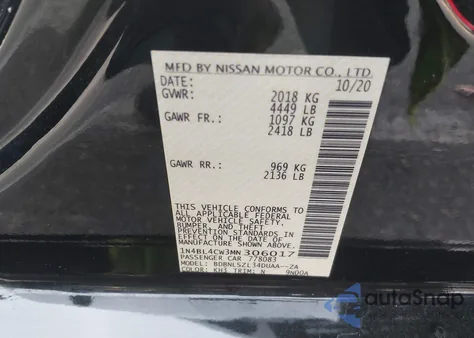 2021 Nissan Altima Sr Intelligent Awd from USA, damaged, VIN 1N4BL4CW3MN306017
